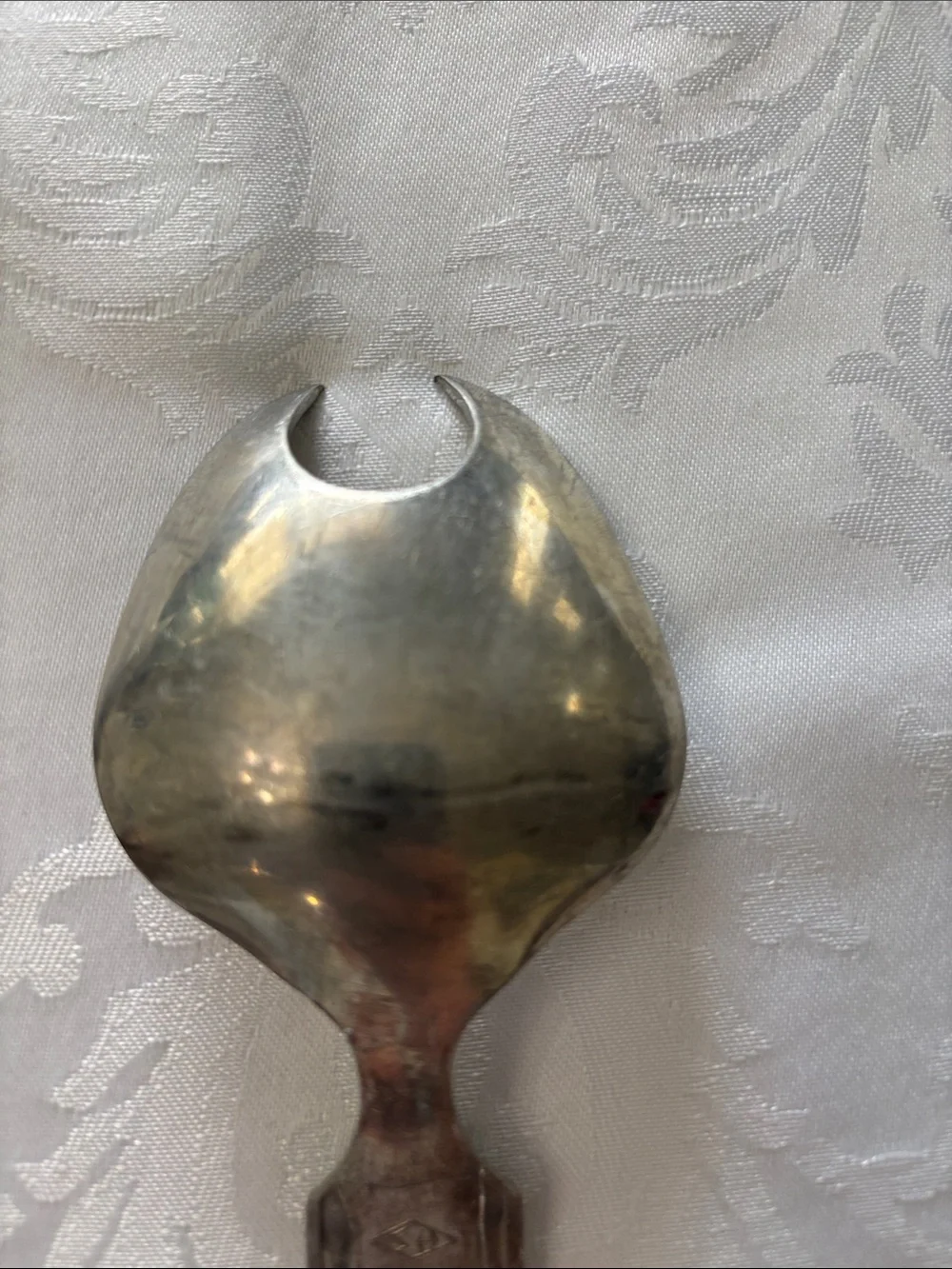 Vtg Konge Tinn Norwegian Pewter Salad Serving Set Viking Heilag Olav Spoons